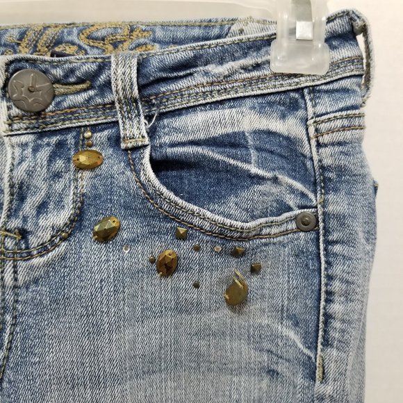 Vanilla Star jeans 0 distressed skinny denim beaded embellished bling grunge - Picture 4 of 16
